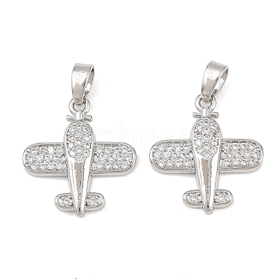 Brass Micro Pave Clear Cubic Zirconia Pendants KK-G549-18C-P-1
