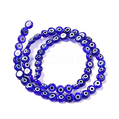 Handmade Evil Eye Lampwork Flat Round Bead Strands LAMP-L058-6mm-04-1