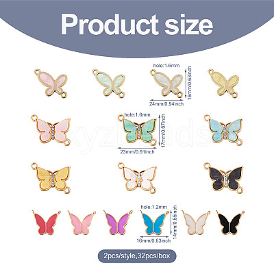 32Pcs 16 Style Zinc Alloy Links Connectors FIND-KS0001-11-1