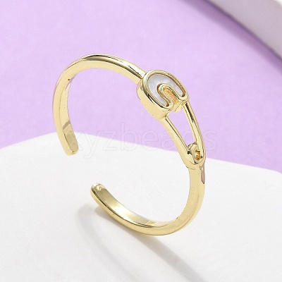 Brass Shell Cuff Rings for Women RJEW-C126-12G-1