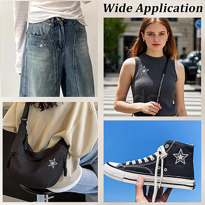 14Pcs Star Resin Rhinestone Cloth Iron On Sew On Patches DIY-CY0003-88-1