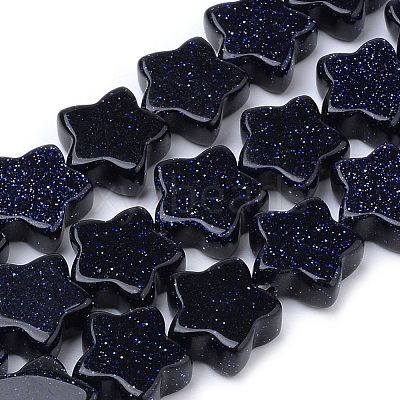 Synthetic Blue Goldstone Beads Strands G-R451-08B-1