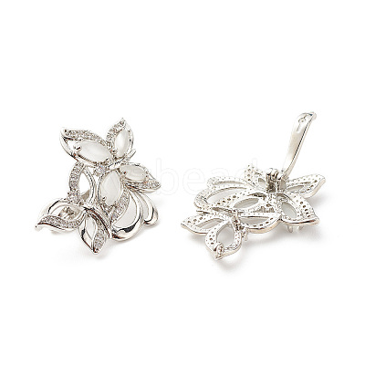 Brass Micro Pave Clear Cubic Zirconia with Synthetic Cat Eye Twister Clasps KK-G420-38P-1