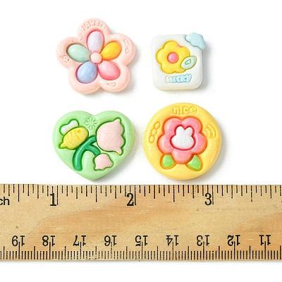20Pcs 4 Styles Opaque Flower Resin Cabochons RESI-FS0001-55-1