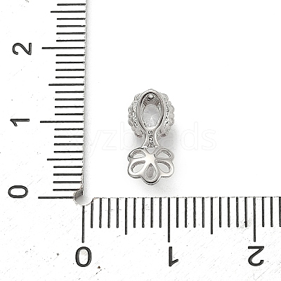 925 Sterling Silver Pave Clear Cubic Zirconia Flower Pendant Bails STER-P068-01P-1