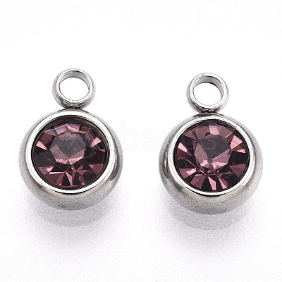 201 Stainless Steel Rhinestone Charms X-STAS-S068-06-1