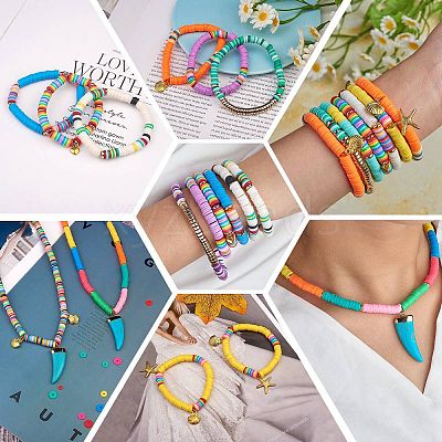 10 Strands 3 Colors Flat Round Handmade Polymer Clay Beads CLAY-SZ0002-03A-1
