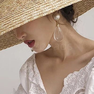 Brass & Imitation Pearl Round Stud Earrings WG00083-01-1