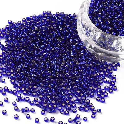 Midnight Blue 11/0 Grade A Round Transparent Glass Seed Beads X-SEED-Q007-F44-1