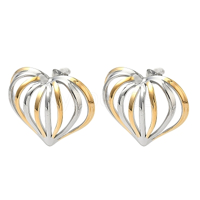 304 Stainless Steel Two Tone Stud Earrings LS-EJEW-P335-01A-1