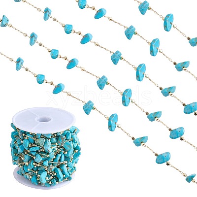 Synthetic Turquoise Chips Beaded Chains CHC-SZ0001-62K-1
