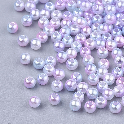 Rainbow ABS Plastic Imitation Pearl Beads OACR-Q174-8mm-01-1