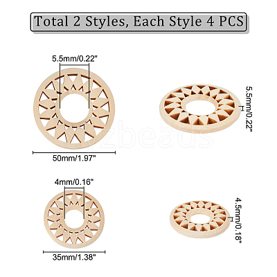 AHADEMAKER 8Pcs 2 Style Wood Crystal Ball Display Bases AJEW-GA0004-65-1