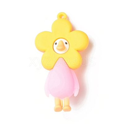 Opaque Resin Cute Duck Big Pendants LS-RESI-D065-B01-1