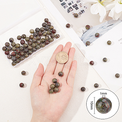 Natural Dragon Blood Jasper Beads Strands G-OC0001-18-10mm-1