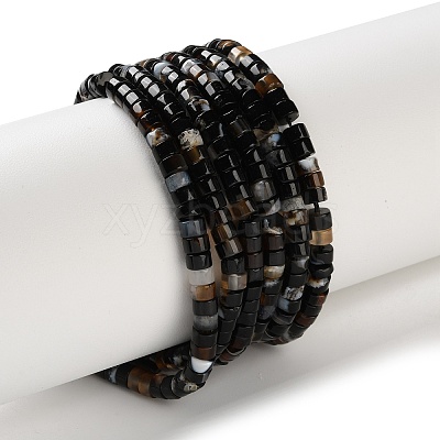 Natural Black Flower Agate Beads Strands G-H230-95-1