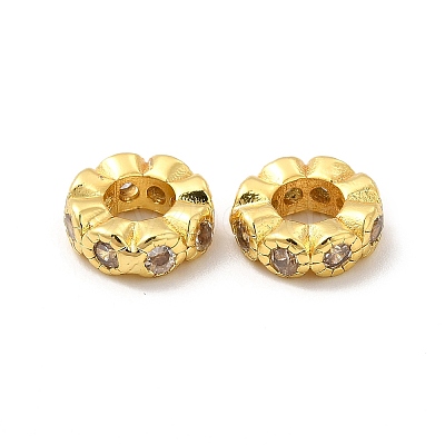 Rack Plating Brass Cubic Zirconia European Beads KK-G457-08G-1