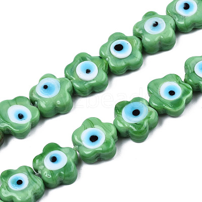 Handmade Evil Eye Lampwork Beads Strands LAMP-N029-008D-1