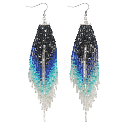 Glass Seed Beads Tassel Dangle Earrings QW8012-1