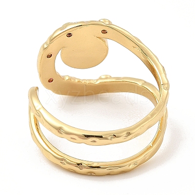 Resin Evil Eye Open Cuff Ring with Cubic Zirconia RJEW-E069-02G-08-1