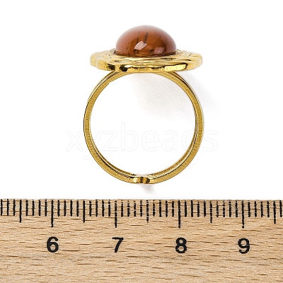 Oval Natural Red Jasper Finger Rings RJEW-M063-01G-08-1