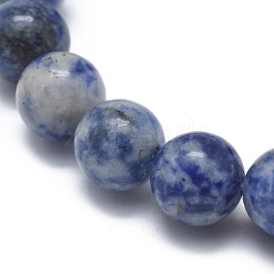 Natural Blue Spot Jasper Bead Stretch Bracelets X-BJEW-K212-B-039-1