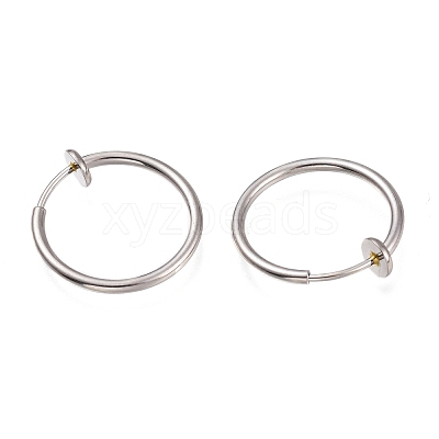 Tarnish Resistant 304 Stainless Steel Retractable Clip-on Hoop Earrings STAS-O135-01C-1