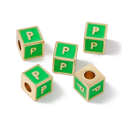 Rack Plating Brass Enamel Beads KK-B060-04G-02P-1