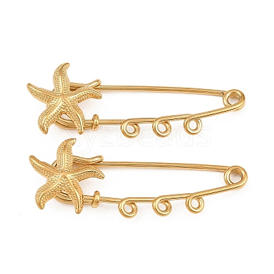 Starfish 304 Stainless Steel Safety Pins Brooch Findings SA-CBA098D-16H-G03-1
