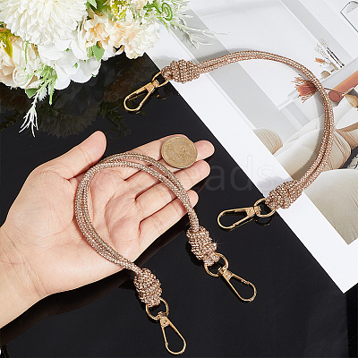 2Pcs Glass Rhinestone Rubber Cord Bag Handles FIND-PH0059-68A-1