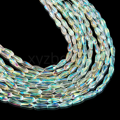 10 Strands 5 Colors AB Color Plated Transparent Glass Teardrop Beads Strands EGLA-TA0013-66-1