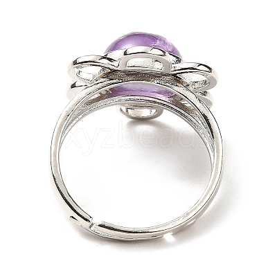 Natural Amethyst Adjustable Rings RJEW-P043-01P-16-1