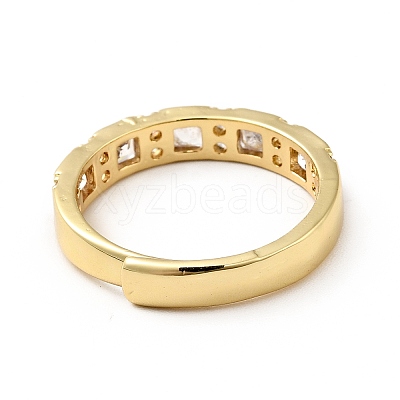Clear Cubic Zirconia Rectangle Adjustable Ring RJEW-I087-03G-1