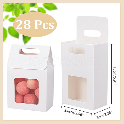 Folding Paper Gift Bags with Hole Handle and Plastic Visible Window ABAG-WH0044-35B-1