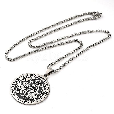 Egypt Theme 201 Stainless Steel Eye of Horus Pendant Necklaces NJEW-S007-08P-1