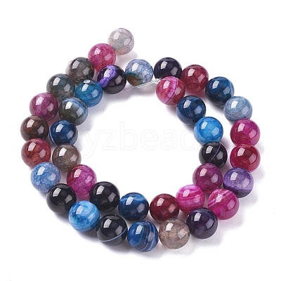 Natural Striped Agate/Banded Agate Beads Strands G-G582-10mm-53-1