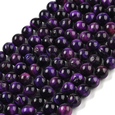 Grade B Natural Purple Tiger Eye Beads Strands X-G-F591-18-8mm-1