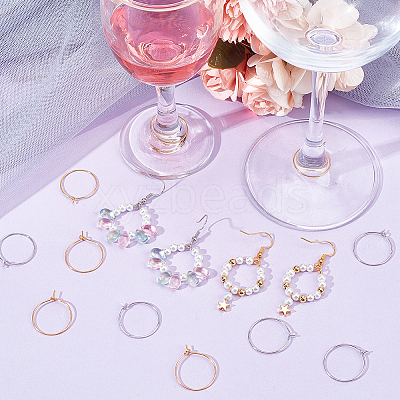 200Pcs 2 Colors Brass Wine Glass Charm Rings KK-SP0001-32A-1