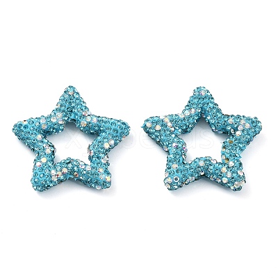 Star Shape Polymer Clay Rhinestone Beads CLAY-NH0001-06K-1