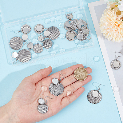 Blank Dome 316 Surgical & 304 Stainless Steel Dangle Earrings DIY Making Kit DIY-SC0024-45-1