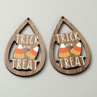 Halloween Theme Printed Wood Big Pendants X1-WOOD-TAC0015-09H-1