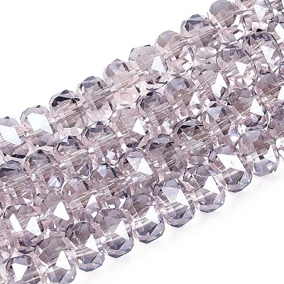 Electroplate Transparent Glass Beads Strands X-EGLA-N022-04A-D15-1