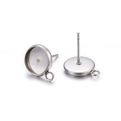 Non-Tarnish 304 Stainless Steel Stud Earring Settings STAS-H467-08P-10mm-1