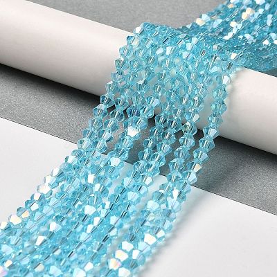 Transparent Electroplate Glass Beads Strands EGLA-A039-T3mm-B20-1