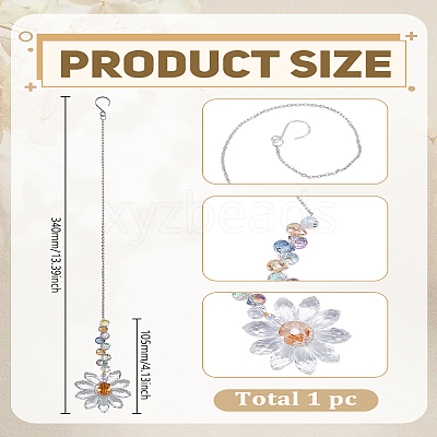 1Pc Glass Flower Hanging Ornaments HJEW-LP0002-65B-1