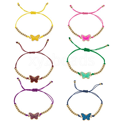 6Pcs 6 Colors Alloy Enamel Link Bracelets BJEW-TAC0043-1