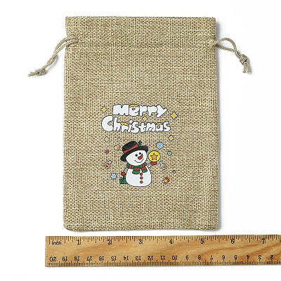 12Pcs 12 Styles Christmas Printed Burlap Packing Pouches Drawstring Bags ABAG-FS0001-03B-1