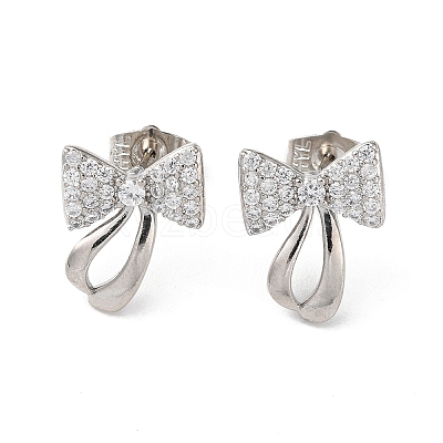 Brass Rhinestone Stud Earrings with Glass EJEW-Z021-25P-1