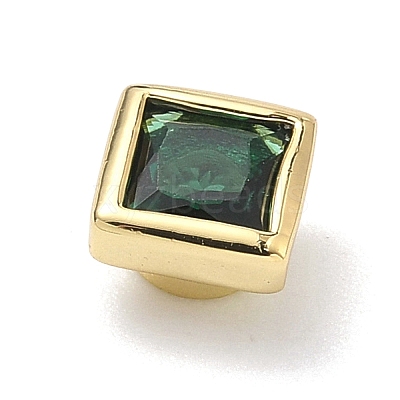 Square Brass Micro Pave Cubic Zirconia Cabochons KK-P345-13G-E07-1