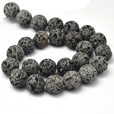 Unwaxed Natural Lava Rock Bead Strands G-F309-16mm-1